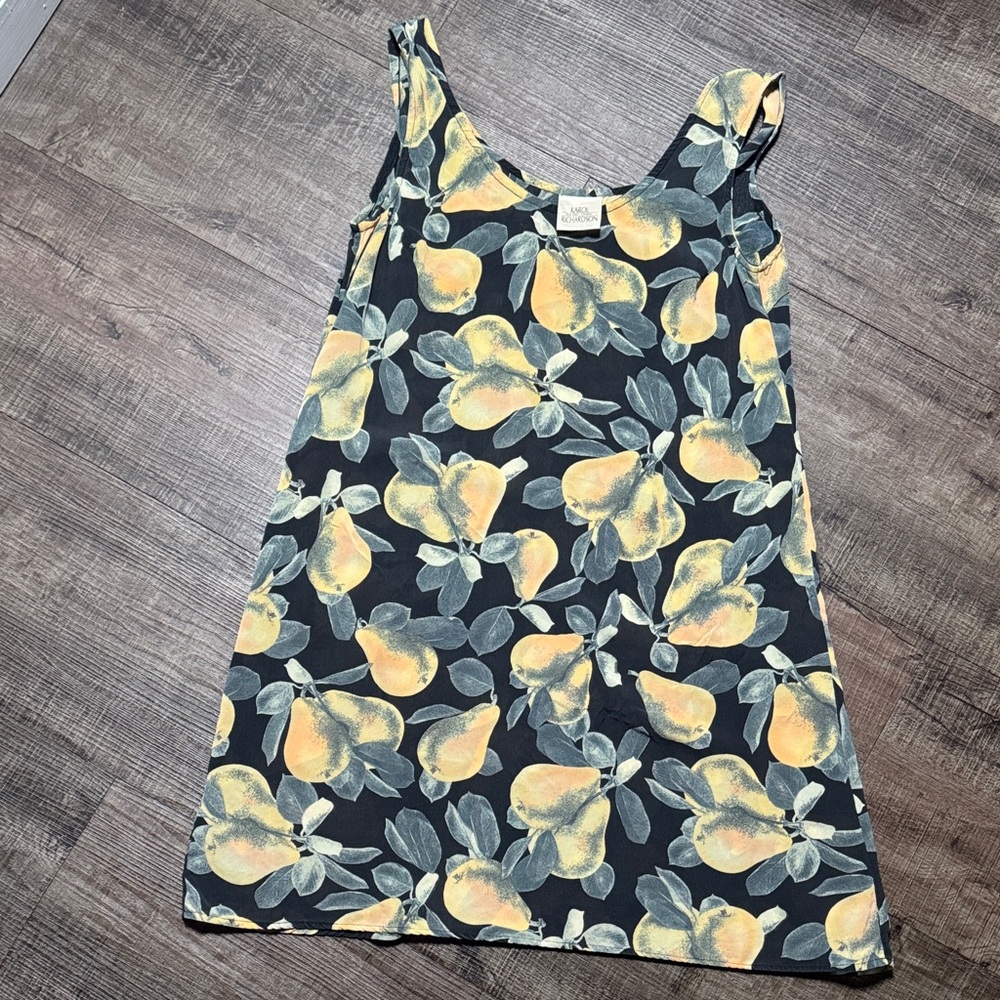 Vintage Silk Vibrant Lemon Pattern Dress